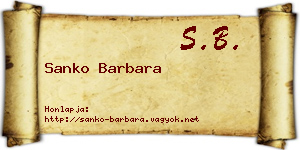 Sanko Barbara névjegykártya
